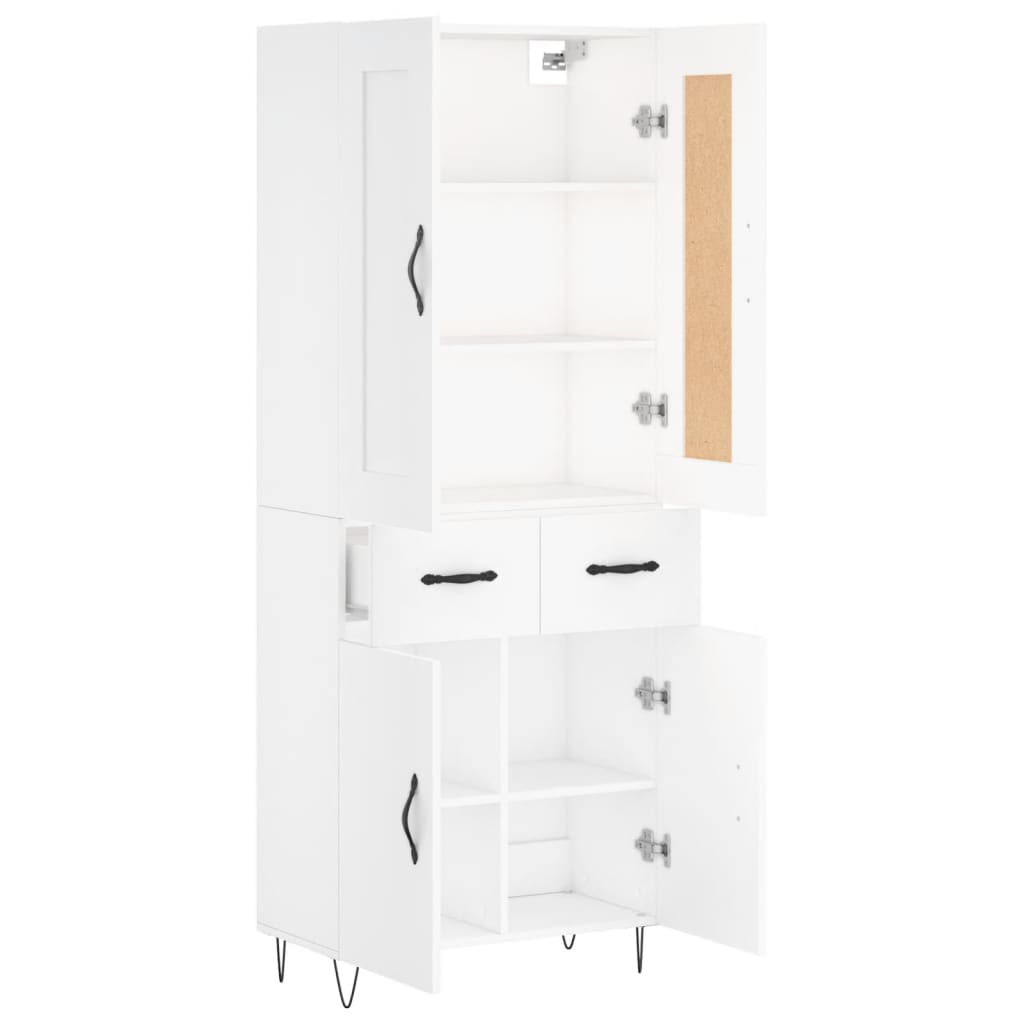 Skříň Highboard Bílá 69,5 X 34 X 180 Cm Kompozitní Dřevo