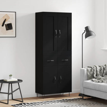 Skříň Highboard Černá 69,5 X 34 X 180 Cm Kompozitní Dřevo