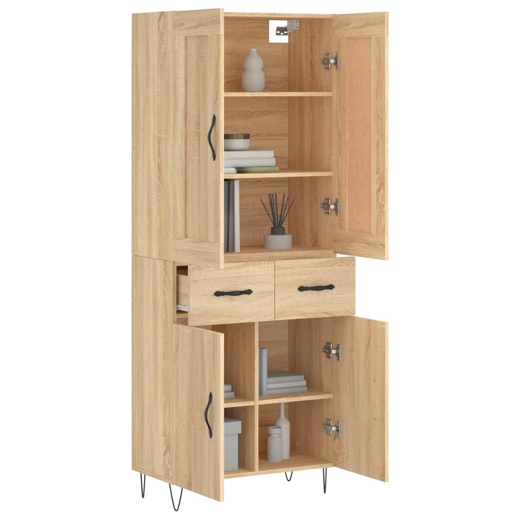 Skříň Highboard Dub Sonoma 69,5 X 34 X 180 Cm Kompozitní Dřevo