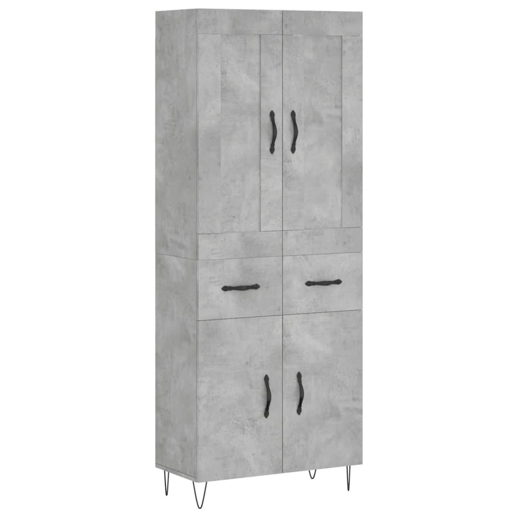 Skříň Highboard Betonově Šedá 69,5X34X180 Cm Kompozitní Dřevo