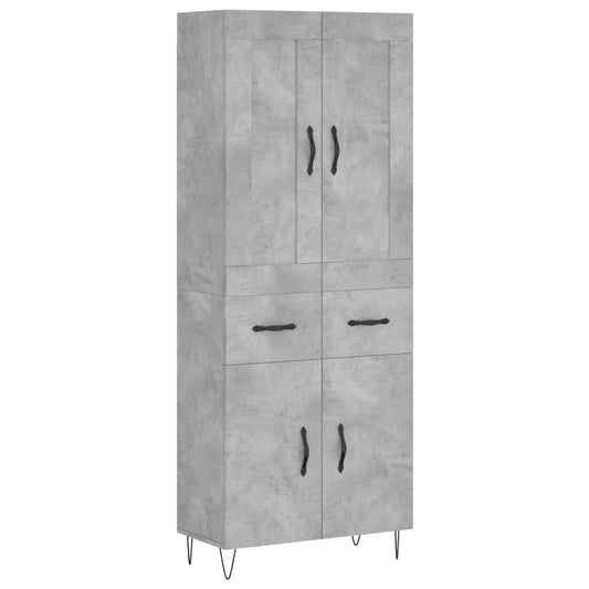 Skříň Highboard Betonově Šedá 69,5X34X180 Cm Kompozitní Dřevo