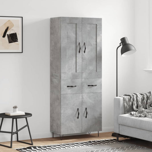 Skříň Highboard Betonově Šedá 69,5X34X180 Cm Kompozitní Dřevo