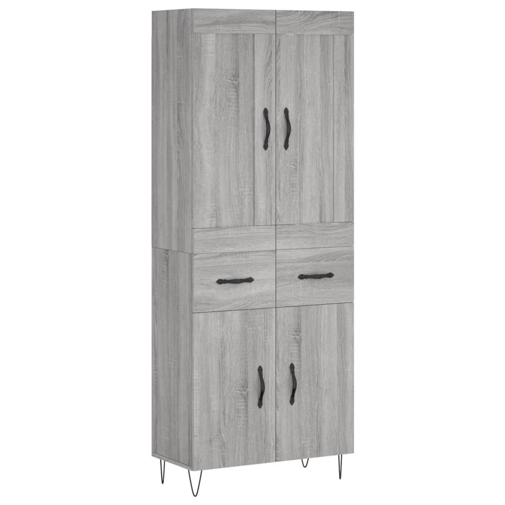Skříň Highboard Šedá Sonoma 69,5 X 34 X 180 Cm Kompozitní Dřevo