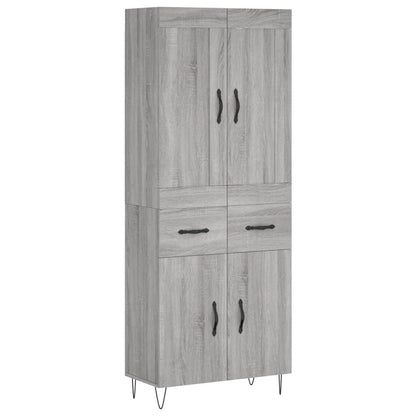 Skříň Highboard Šedá Sonoma 69,5 X 34 X 180 Cm Kompozitní Dřevo
