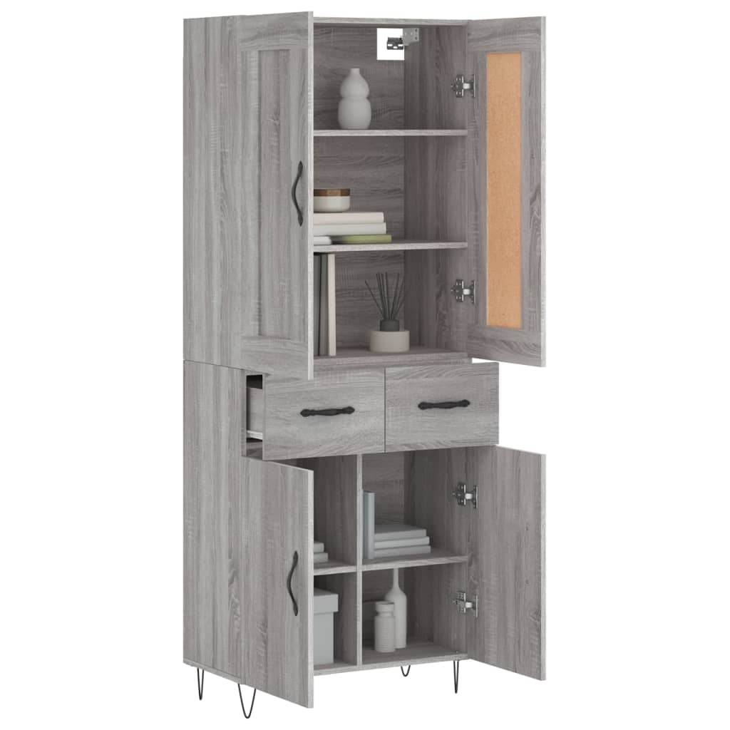 Skříň Highboard Šedá Sonoma 69,5 X 34 X 180 Cm Kompozitní Dřevo