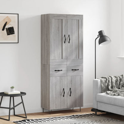 Skříň Highboard Černá 69,5 X 34 X 180 Cm Kompozitní Dřevo