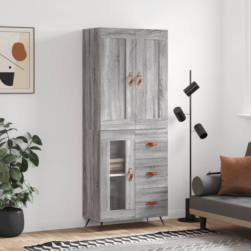Skříň Highboard Betonově Šedá 69,5X34X180 Cm Kompozitní Dřevo