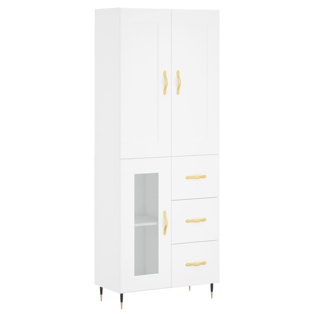 Skříň Highboard Bílá 69,5 X 34 X 180 Cm Kompozitní Dřevo