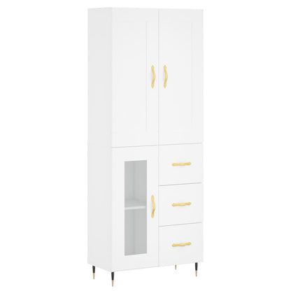 Skříň Highboard Bílá 69,5 X 34 X 180 Cm Kompozitní Dřevo