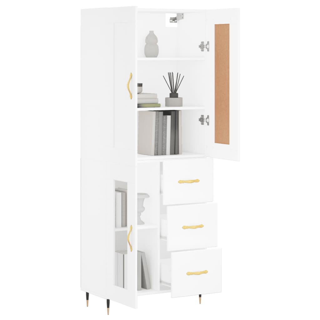 Skříň Highboard Bílá 69,5 X 34 X 180 Cm Kompozitní Dřevo