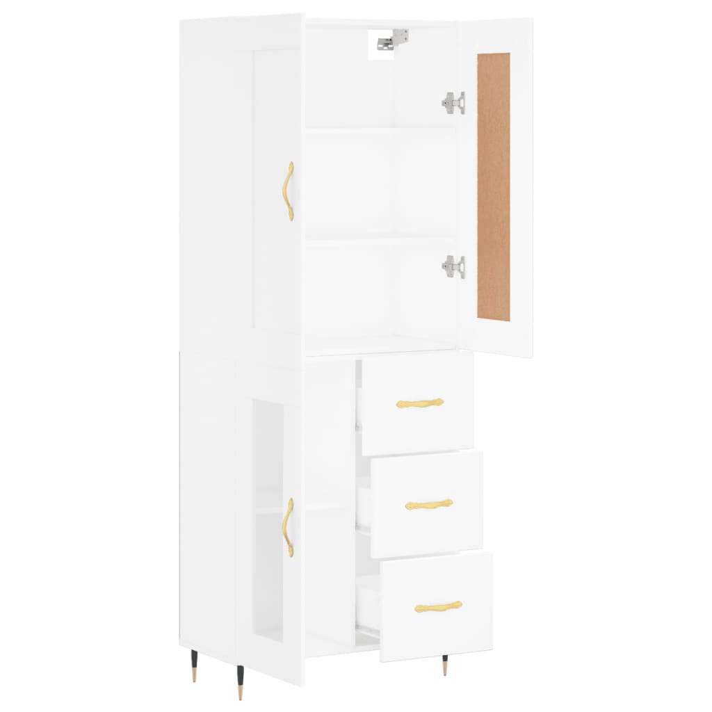 Skříň Highboard Bílá 69,5 X 34 X 180 Cm Kompozitní Dřevo