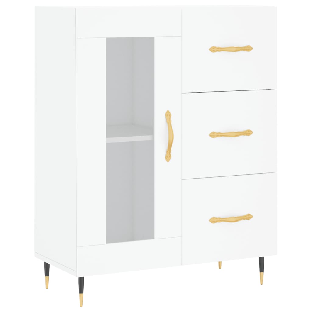 Skříň Highboard Bílá 69,5 X 34 X 180 Cm Kompozitní Dřevo