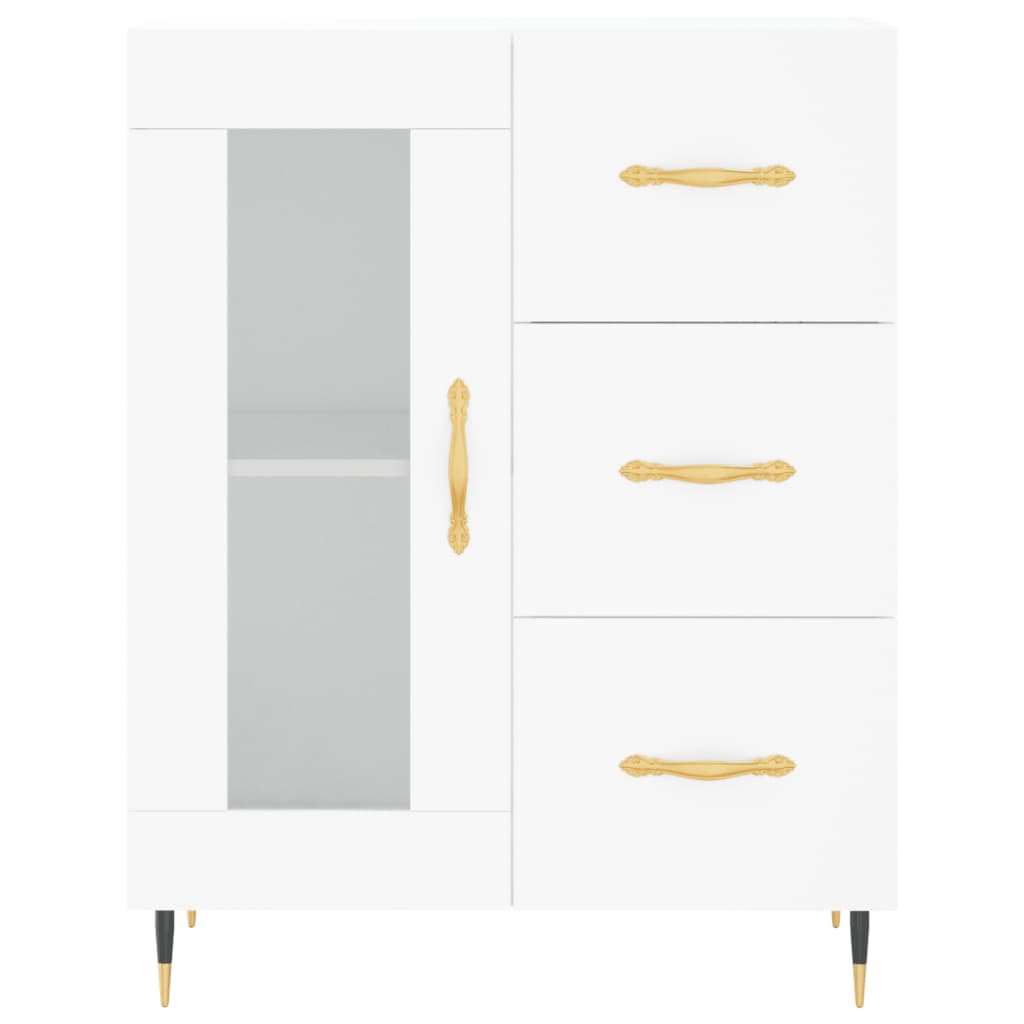 Skříň Highboard Bílá 69,5 X 34 X 180 Cm Kompozitní Dřevo