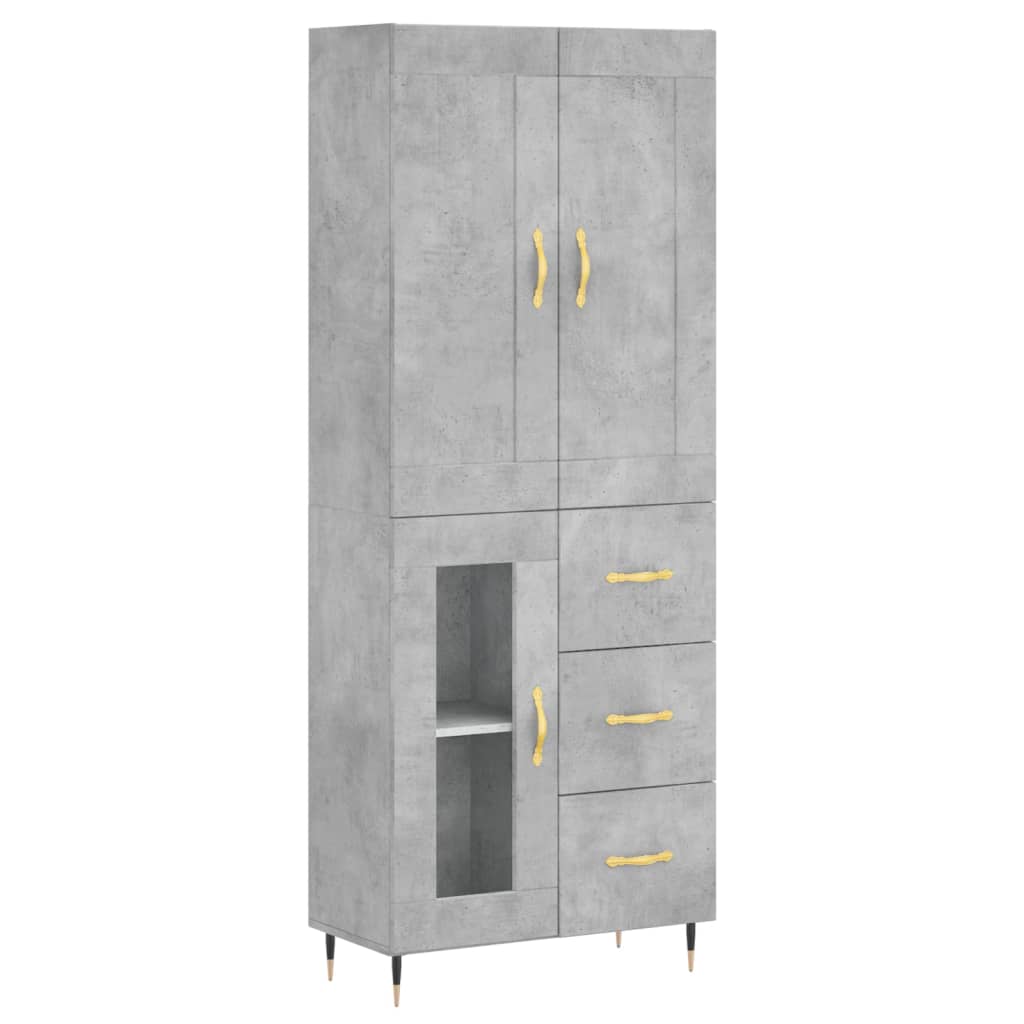 Skříň Highboard Betonově Šedá 69,5X34X180 Cm Kompozitní Dřevo