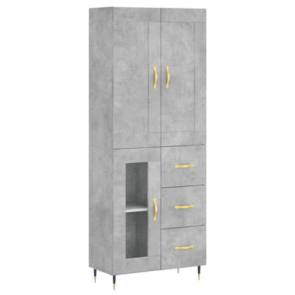 Skříň Highboard Betonově Šedá 69,5X34X180 Cm Kompozitní Dřevo