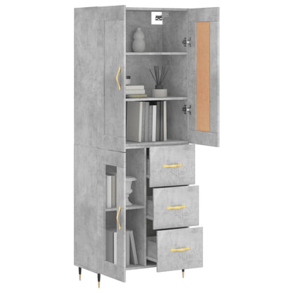 Skříň Highboard Betonově Šedá 69,5X34X180 Cm Kompozitní Dřevo