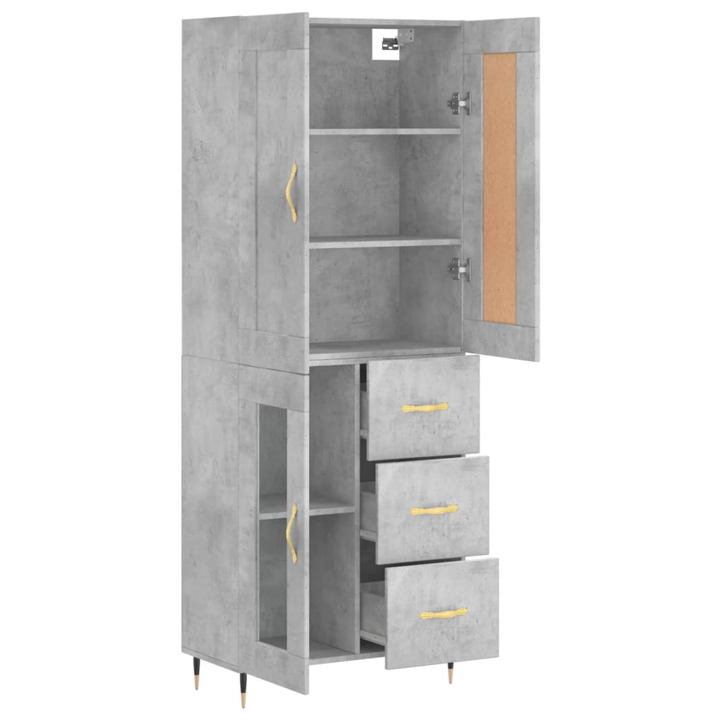 Skříň Highboard Betonově Šedá 69,5X34X180 Cm Kompozitní Dřevo