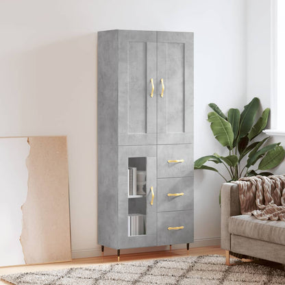 Skříň Highboard Betonově Šedá 69,5X34X180 Cm Kompozitní Dřevo