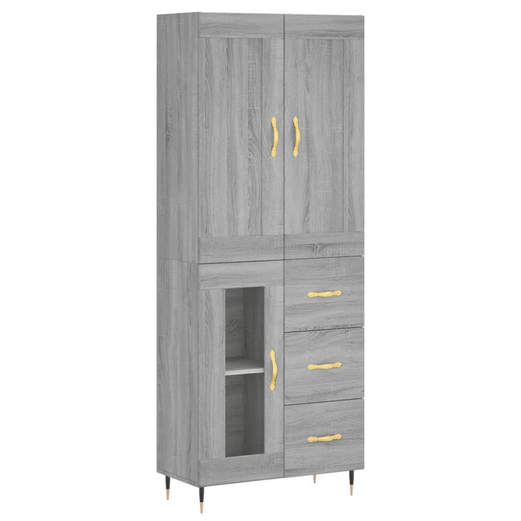 Skříň Highboard Šedá Sonoma 69,5 X 34 X 180 Cm Kompozitní Dřevo