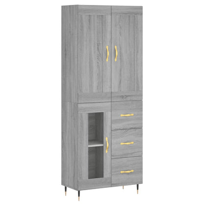Skříň Highboard Šedá Sonoma 69,5 X 34 X 180 Cm Kompozitní Dřevo