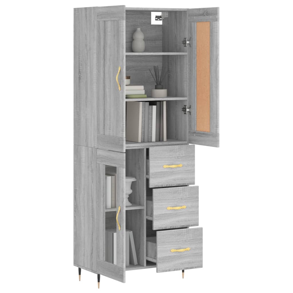 Skříň Highboard Šedá Sonoma 69,5 X 34 X 180 Cm Kompozitní Dřevo