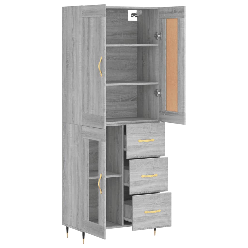 Skříň Highboard Šedá Sonoma 69,5 X 34 X 180 Cm Kompozitní Dřevo