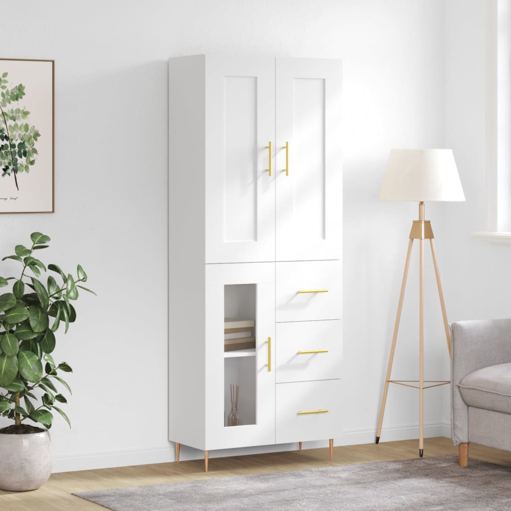 Skříň Highboard Betonově Šedá 69,5X34X180 Cm Kompozitní Dřevo