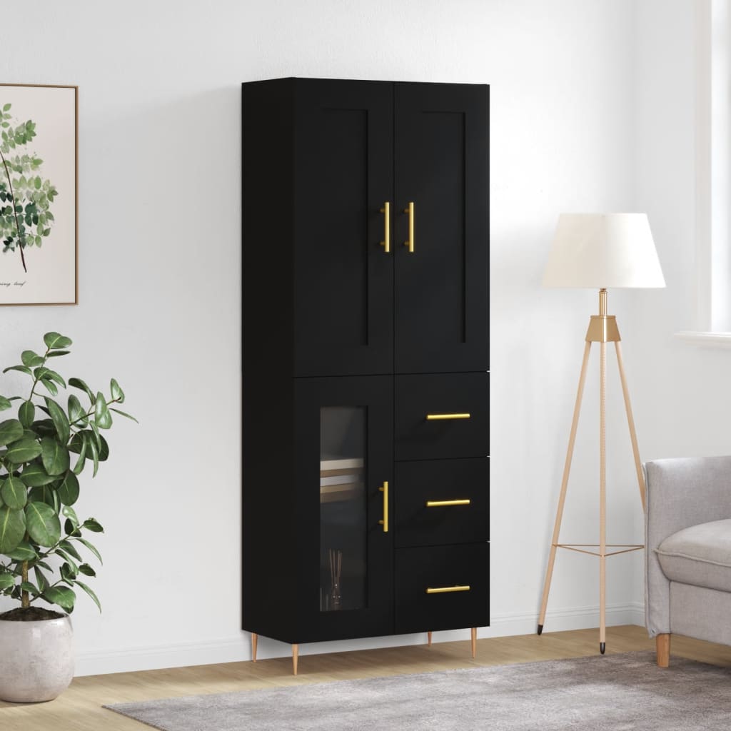 Skříň Highboard Betonově Šedá 69,5X34X180 Cm Kompozitní Dřevo