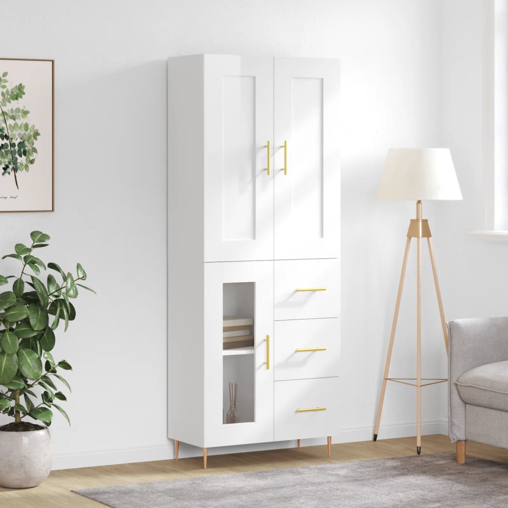 Skříň Highboard Betonově Šedá 69,5X34X180 Cm Kompozitní Dřevo