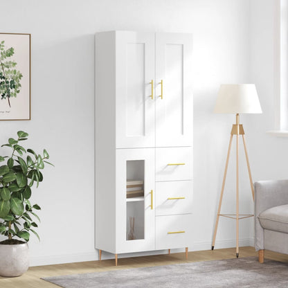Skříň Highboard Betonově Šedá 69,5X34X180 Cm Kompozitní Dřevo