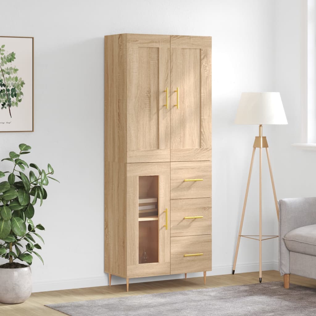 Skříň Highboard Betonově Šedá 69,5X34X180 Cm Kompozitní Dřevo