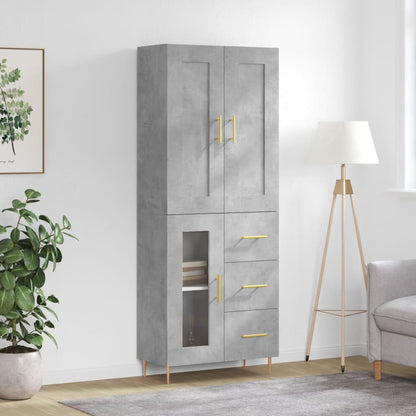 Skříň Highboard Betonově Šedá 69,5X34X180 Cm Kompozitní Dřevo