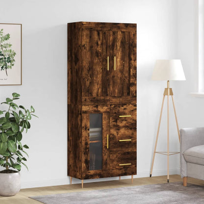 Skříň Highboard Betonově Šedá 69,5X34X180 Cm Kompozitní Dřevo