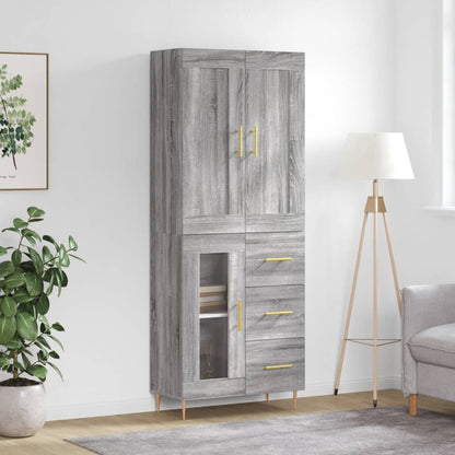 Skříň Highboard Betonově Šedá 69,5X34X180 Cm Kompozitní Dřevo