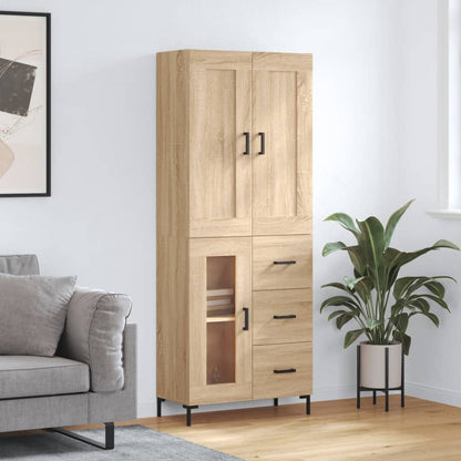 Skříň Highboard Lesklá Bílá 69,5 X 34 X 180 Cm Kompozitní Dřevo