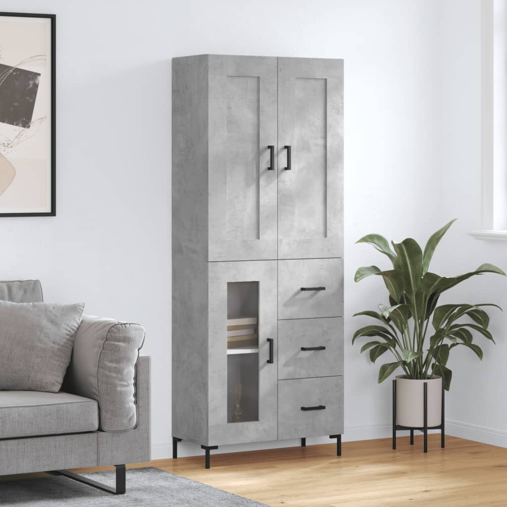 Skříň Highboard Lesklá Bílá 69,5 X 34 X 180 Cm Kompozitní Dřevo