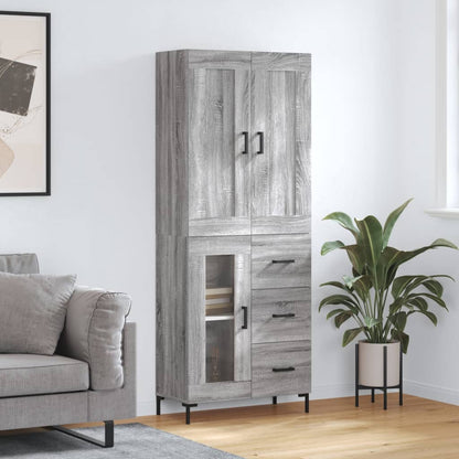 Skříň Highboard Lesklá Bílá 69,5 X 34 X 180 Cm Kompozitní Dřevo