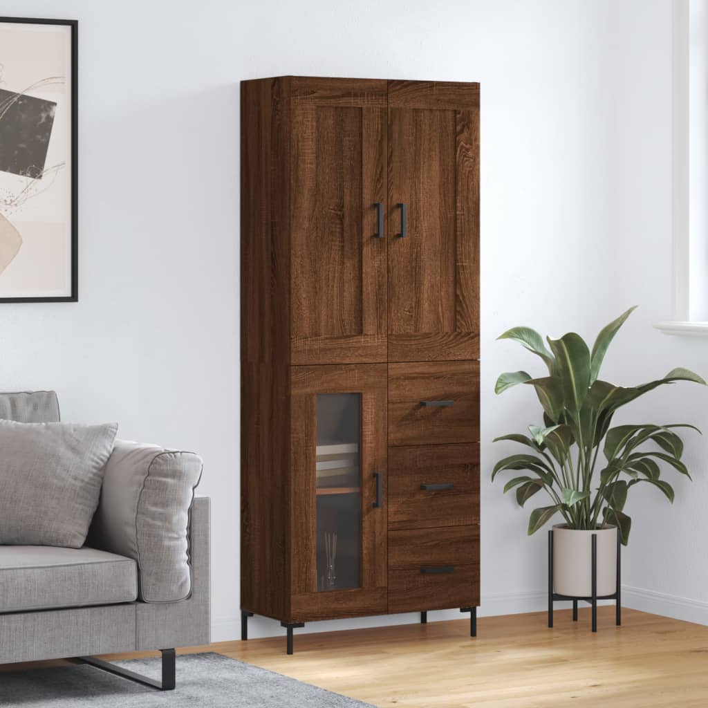 Skříň Highboard Lesklá Bílá 69,5 X 34 X 180 Cm Kompozitní Dřevo