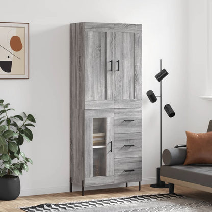 Skříň Highboard Betonově Šedá 69,5X34X180 Cm Kompozitní Dřevo