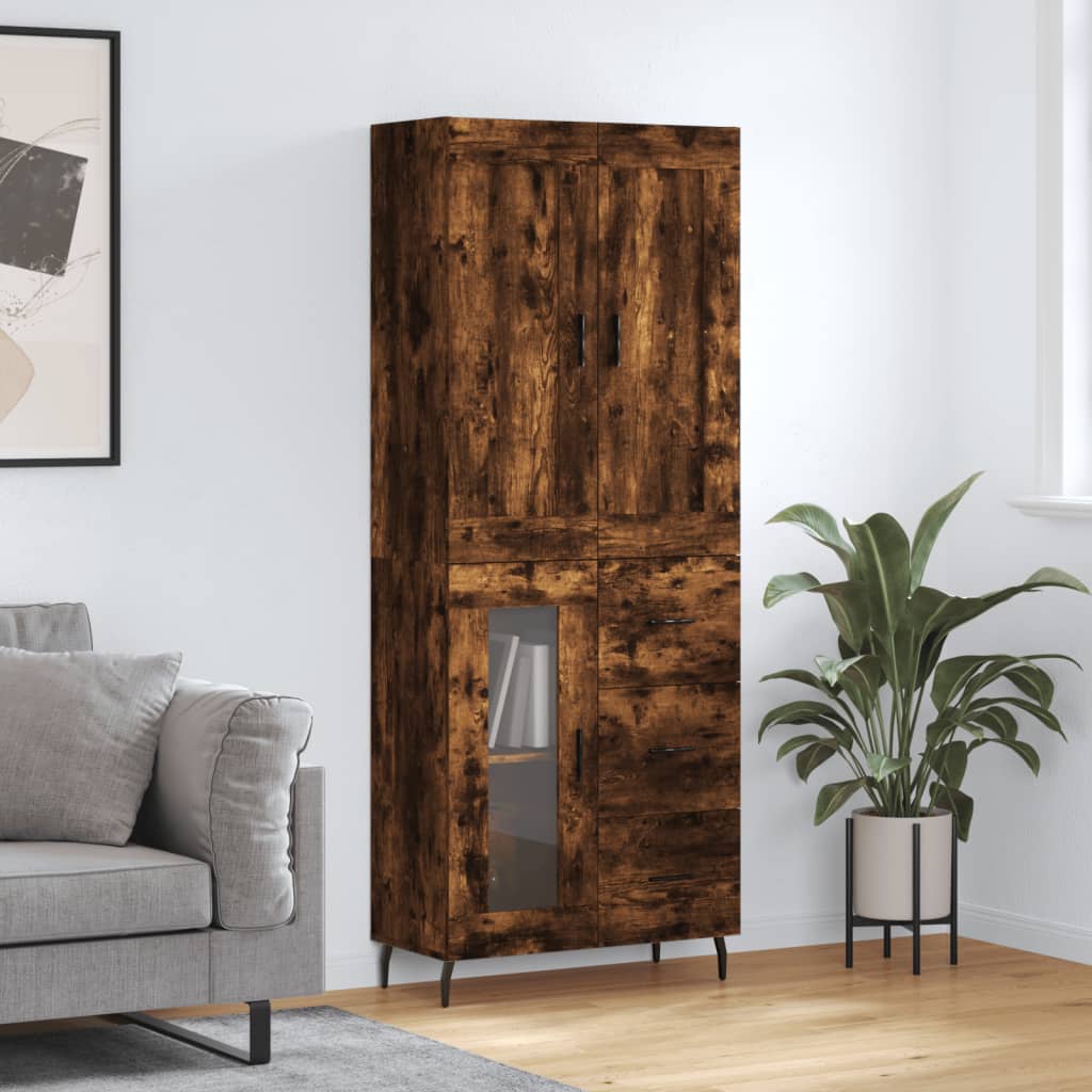 Skříň Highboard Betonově Šedá 69,5X34X180 Cm Kompozitní Dřevo