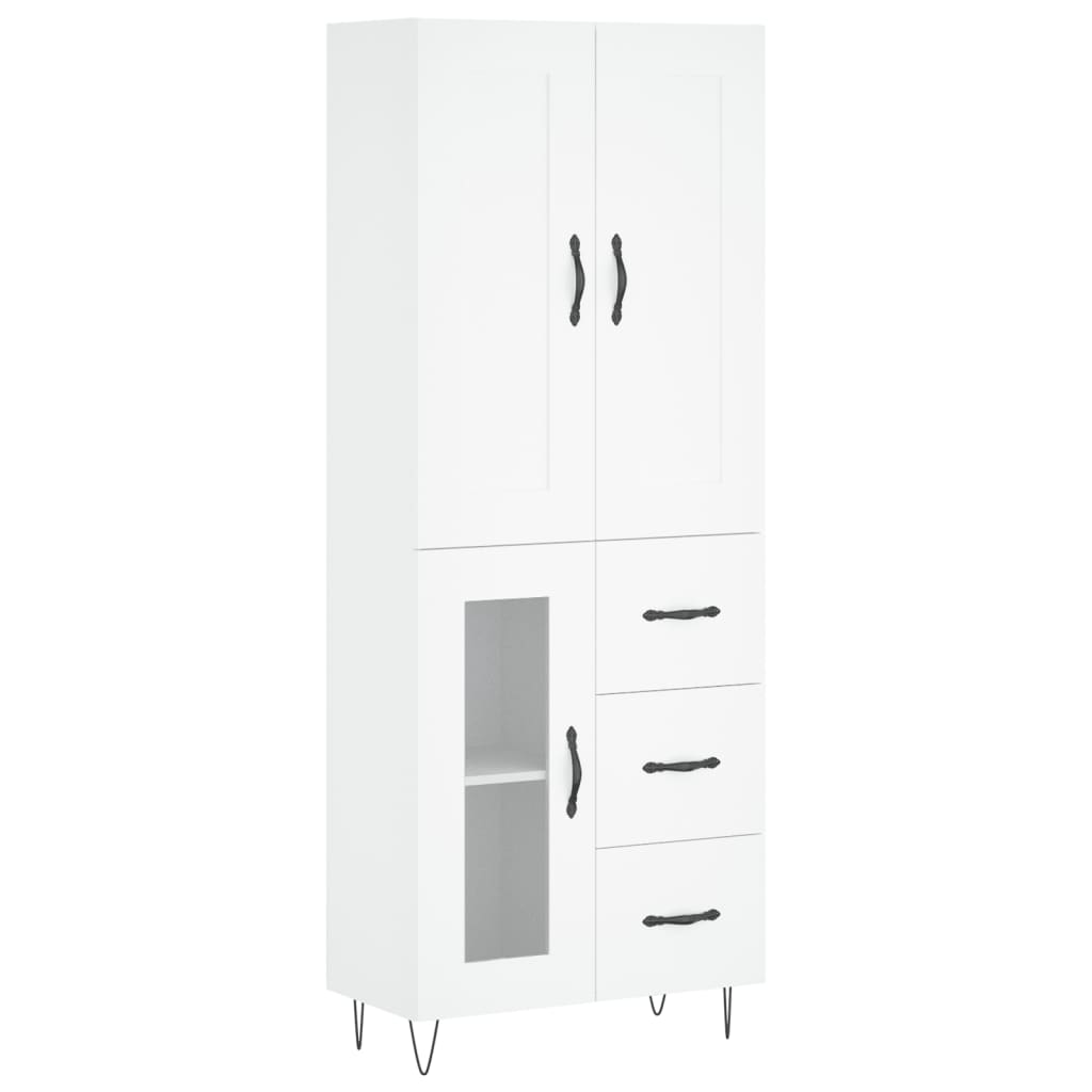 Skříň Highboard Bílá 69,5 X 34 X 180 Cm Kompozitní Dřevo