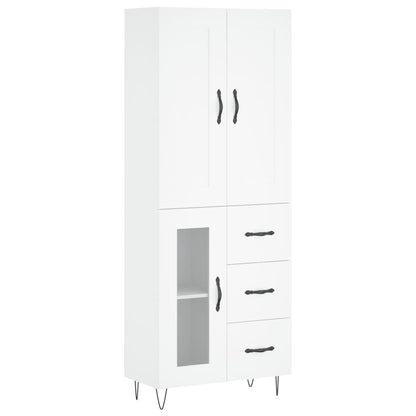 Skříň Highboard Bílá 69,5 X 34 X 180 Cm Kompozitní Dřevo