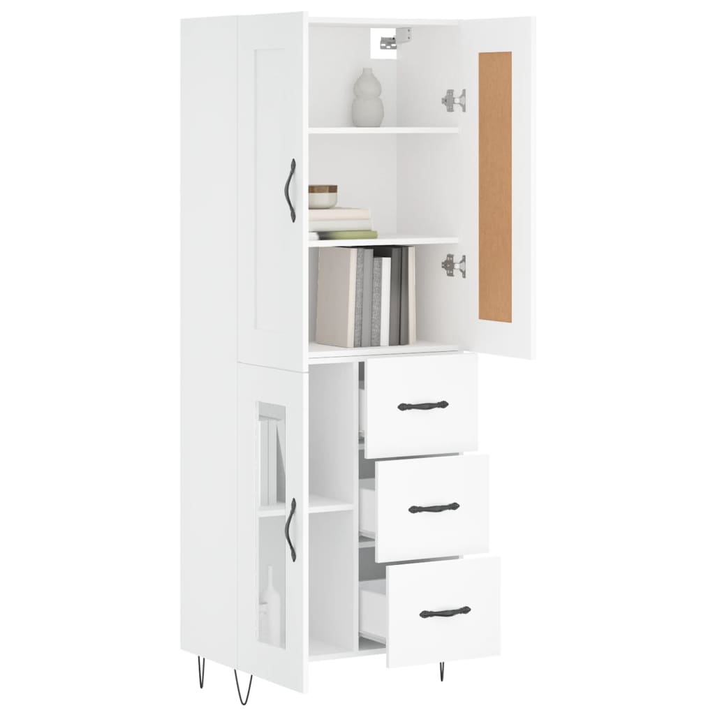 Skříň Highboard Bílá 69,5 X 34 X 180 Cm Kompozitní Dřevo