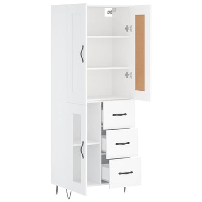 Skříň Highboard Bílá 69,5 X 34 X 180 Cm Kompozitní Dřevo