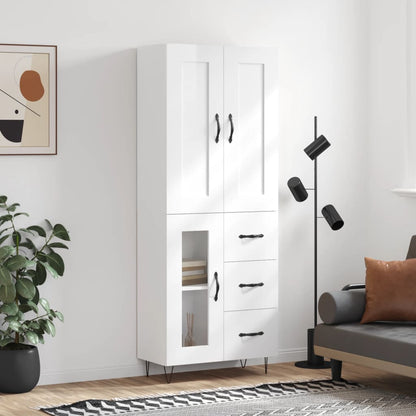 Skříň Highboard Černá 69,5 X 34 X 180 Cm Kompozitní Dřevo