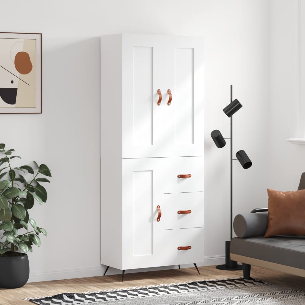 Skříň Highboard Betonově Šedá 69,5X34X180 Cm Kompozitní Dřevo