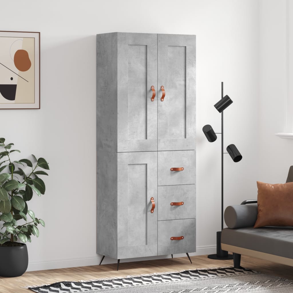 Skříň Highboard Betonově Šedá 69,5X34X180 Cm Kompozitní Dřevo