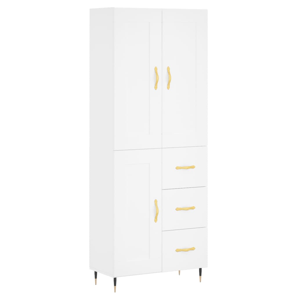 Skříň Highboard Bílá 69,5 X 34 X 180 Cm Kompozitní Dřevo