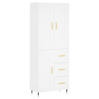 Skříň Highboard Bílá 69,5 X 34 X 180 Cm Kompozitní Dřevo