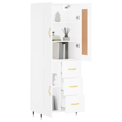 Skříň Highboard Bílá 69,5 X 34 X 180 Cm Kompozitní Dřevo